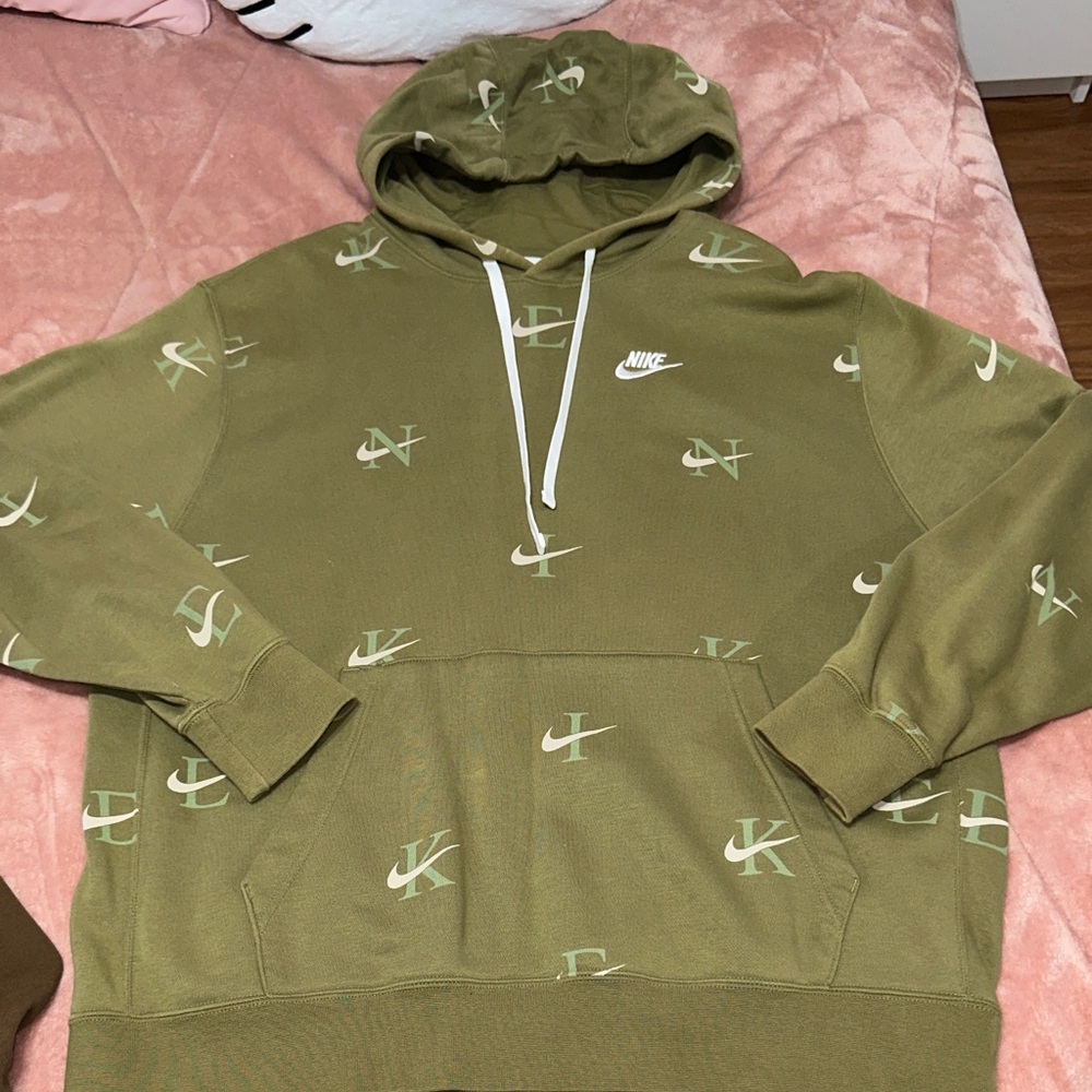 Nike Sage Green Logo Patterned Men's Hoodie